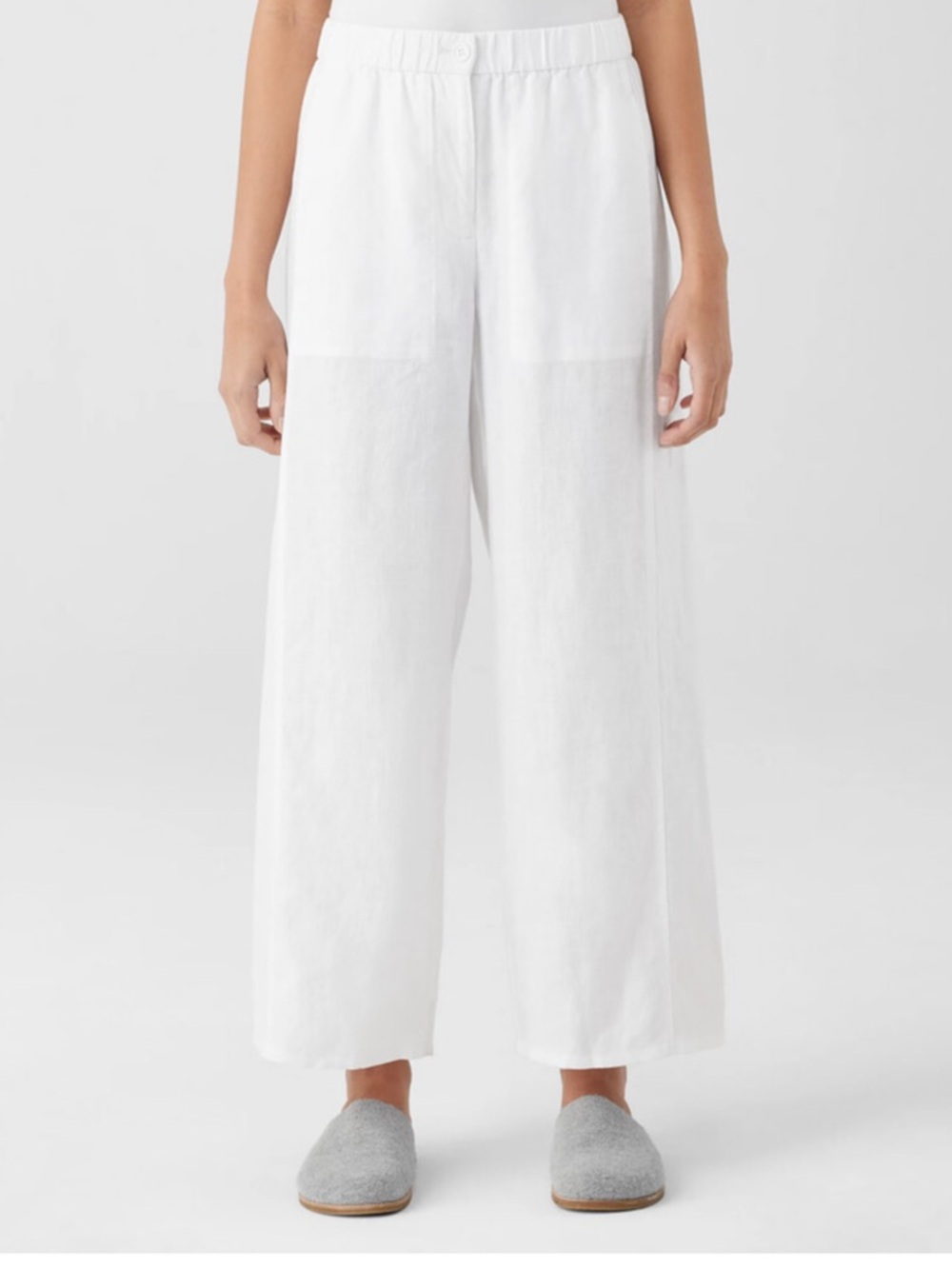 Eileen Fisher Wide-Leg Linen Blend Pants in White | sz 2-4